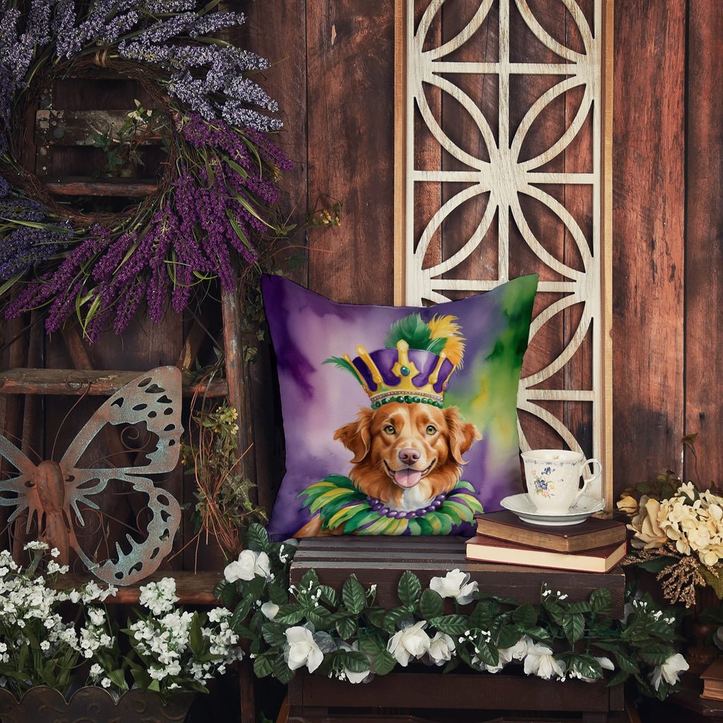 Nova Scotia Duck Tolling Retriever King of Mardi Gras Decorative Throw Pillow 14x14 Indoor Outdoor Accent Cushion, Fabric Cover with Insert for Sofa, Bed, Porch & Living Room