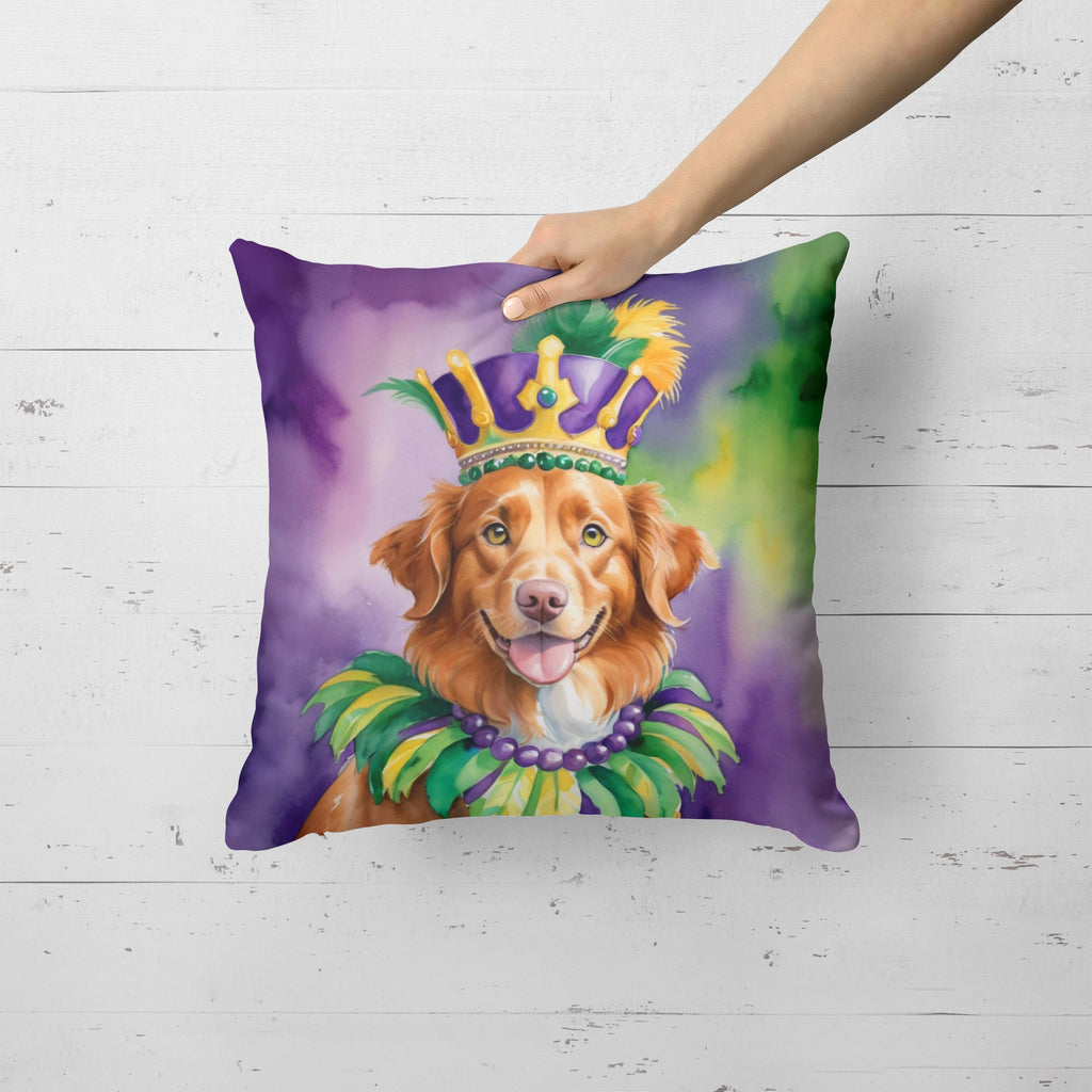 Nova Scotia Duck Tolling Retriever King of Mardi Gras Decorative Throw Pillow 18x18 Indoor Outdoor Accent Cushion, Fabric Cover with Insert for Sofa, Bed, Porch & Living Room