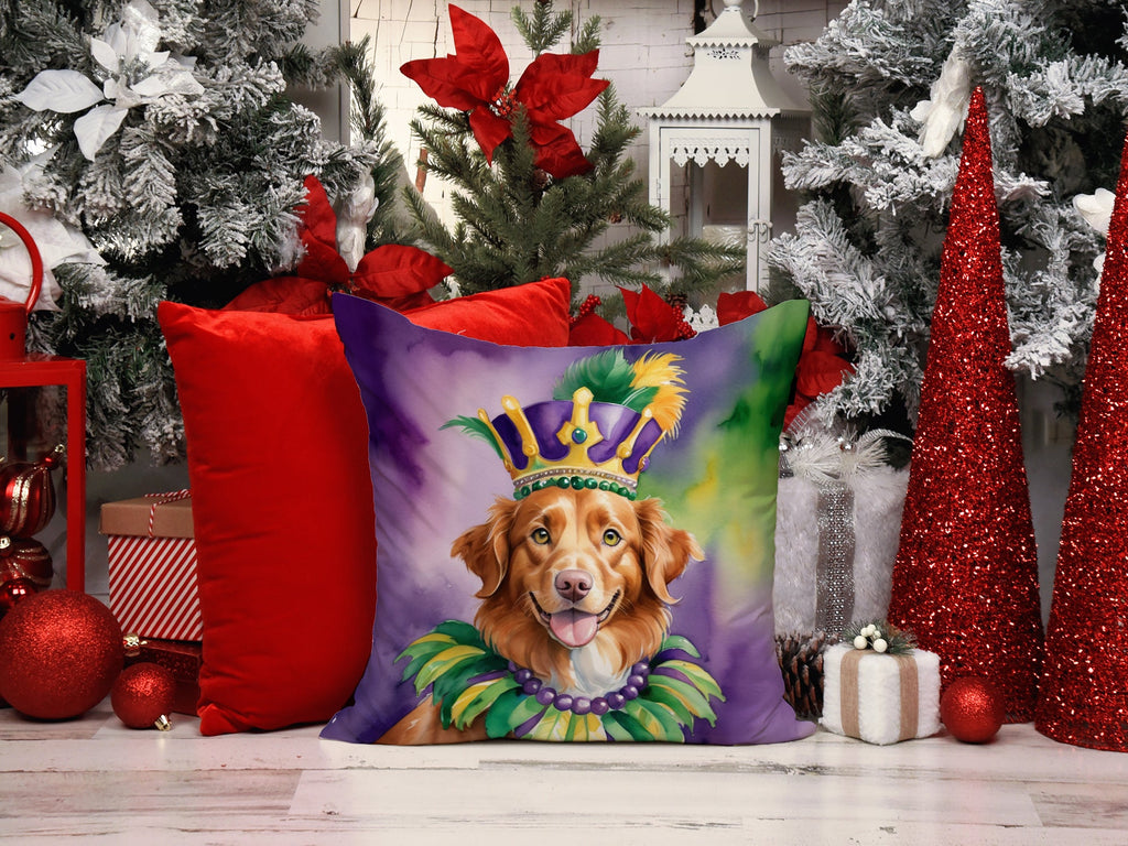 Nova Scotia Duck Tolling Retriever King of Mardi Gras Decorative Throw Pillow 18x18 Indoor Outdoor Accent Cushion, Fabric Cover with Insert for Sofa, Bed, Porch & Living Room