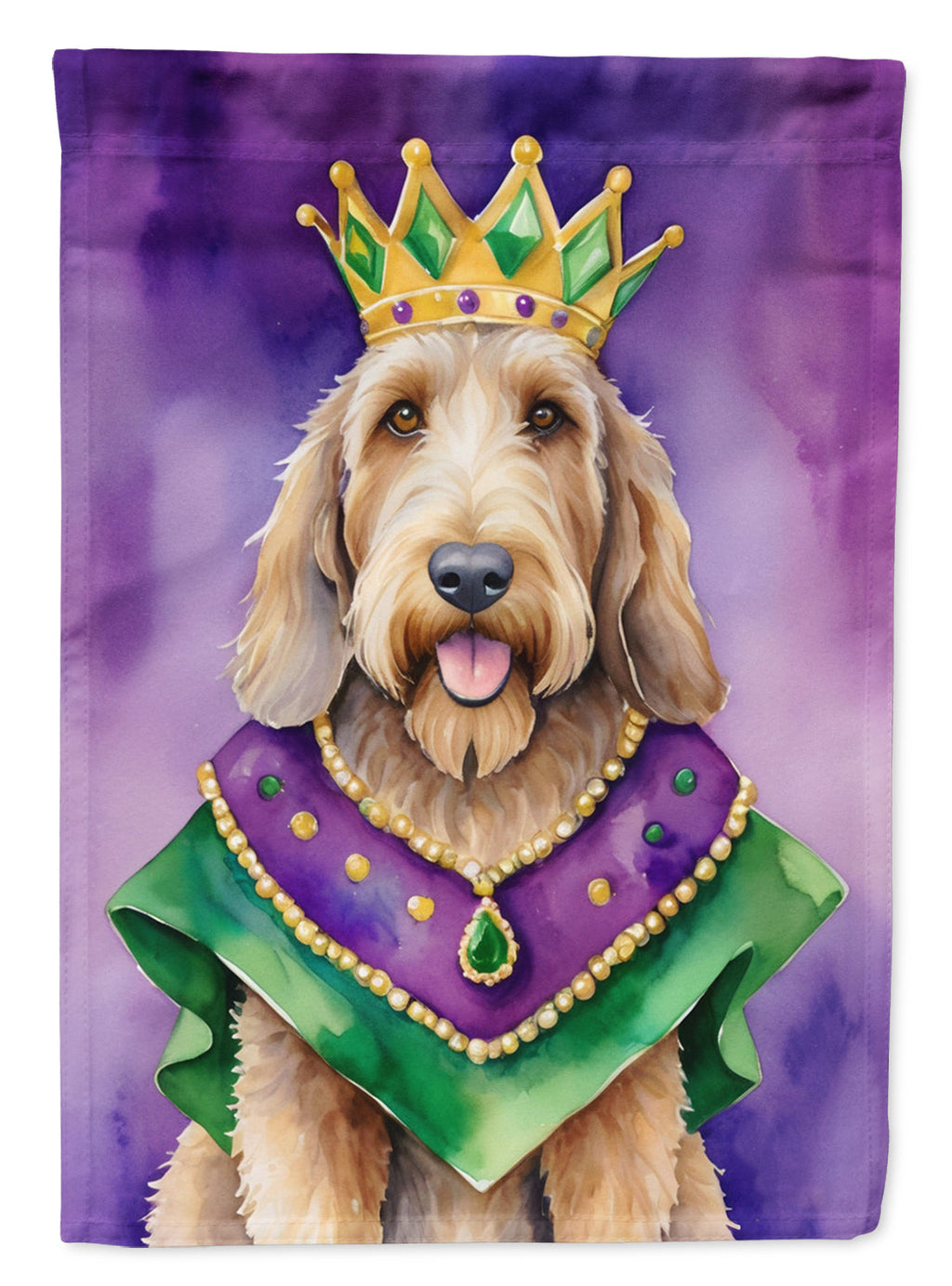 Otterhound King of Mardi Gras House Flag 28x40 Porch Sleeve Pole Decorative Outside Yard Banner Artwork Wall Hanging, Polyester