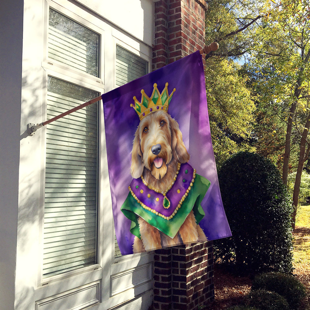 Otterhound King of Mardi Gras House Flag 28x40 Porch Sleeve Pole Decorative Outside Yard Banner Artwork Wall Hanging, Polyester
