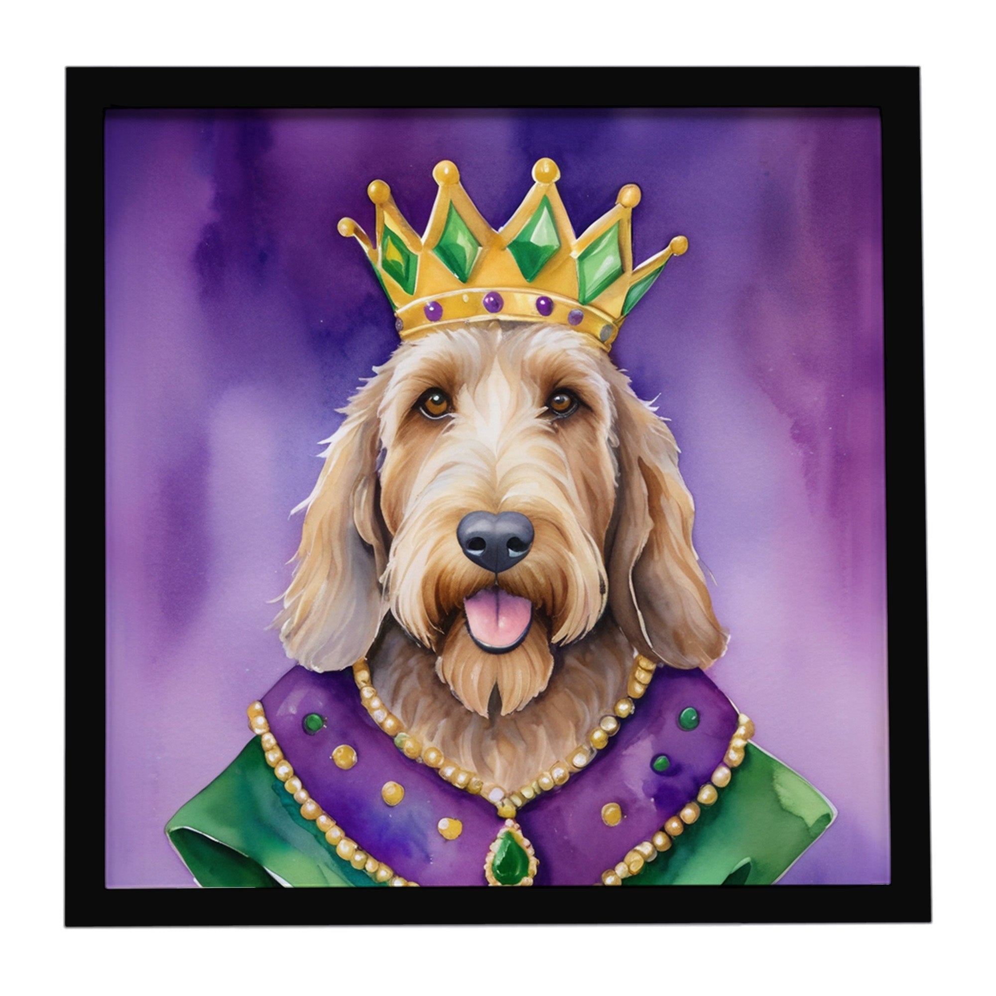 Otterhound King of Mardi Gras Framed Metal Print Bathroom, Kitchen, Office, Home Decor Wall Art Ready to Hang, Square, 8X8