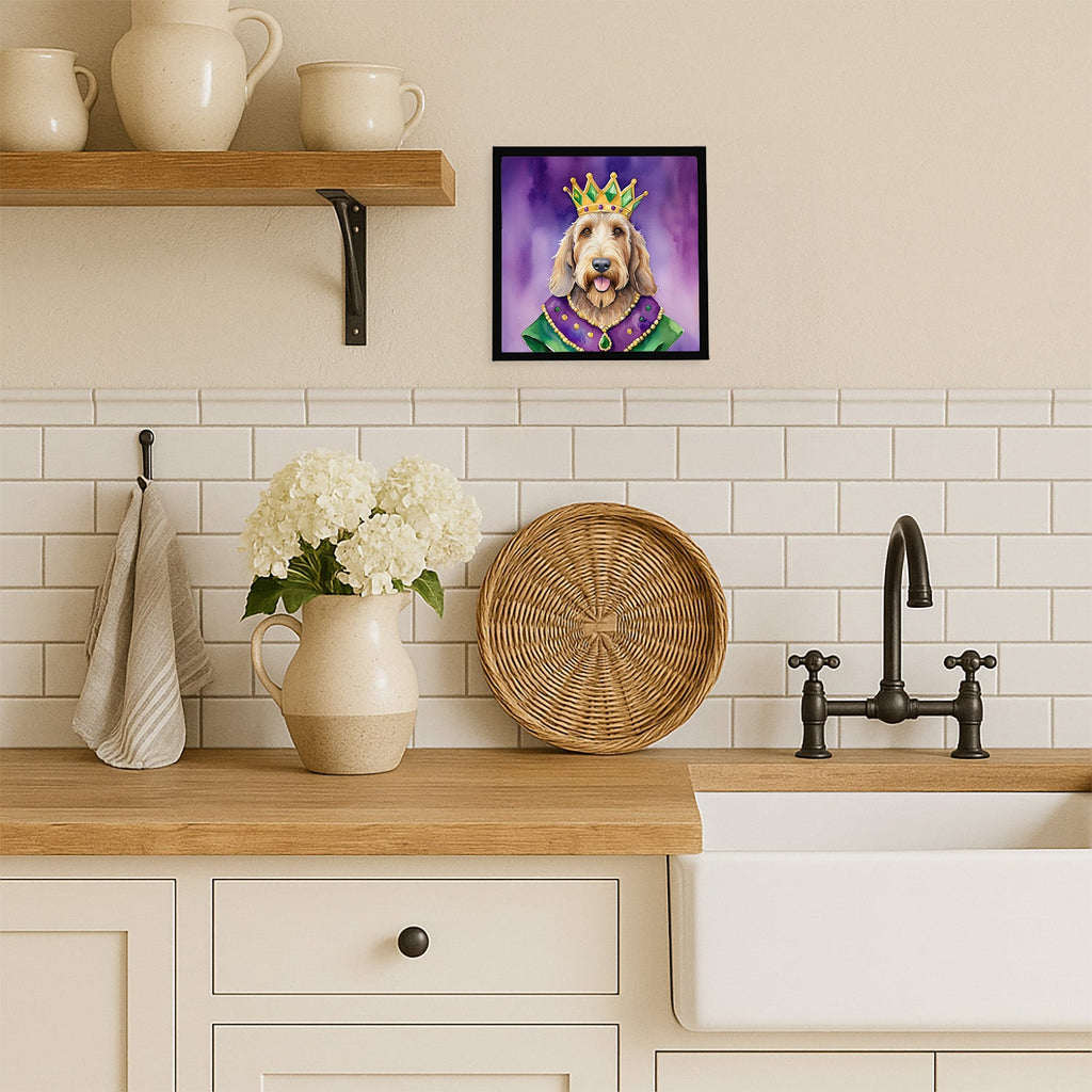 Otterhound King of Mardi Gras Framed Metal Print Bathroom, Kitchen, Office, Home Decor Wall Art Ready to Hang, Square, 8X8