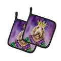 Otterhound King of Mardi Gras Pot Holder Set of 2 Heat Resistant Quilted Hot Pads 7.5 x 7.5 Inch, Insulated Kitchen Trivets for Cooking & Baking