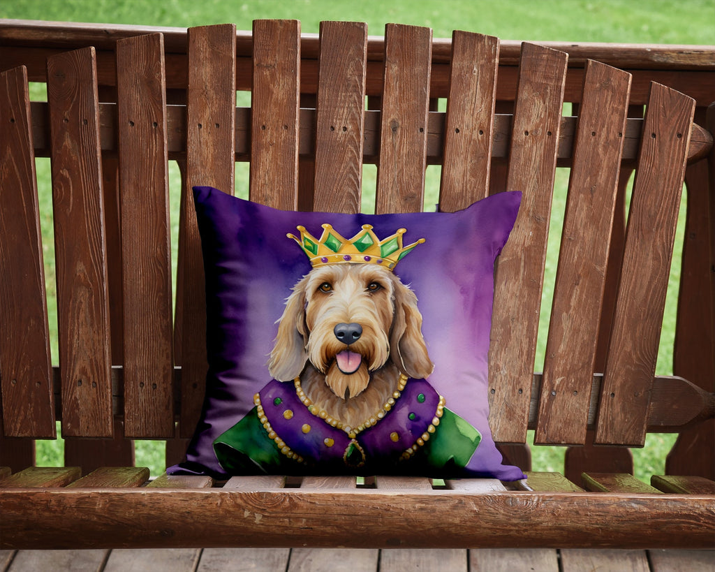 Otterhound King of Mardi Gras Decorative Throw Pillow 14x14 Indoor Outdoor Accent Cushion, Fabric Cover with Insert for Sofa, Bed, Porch & Living Room