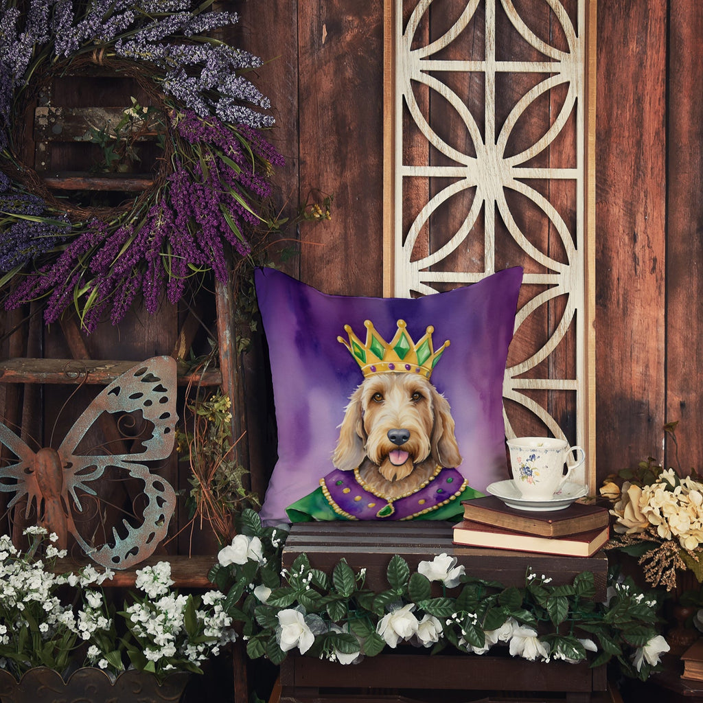 Otterhound King of Mardi Gras Decorative Throw Pillow 14x14 Indoor Outdoor Accent Cushion, Fabric Cover with Insert for Sofa, Bed, Porch & Living Room