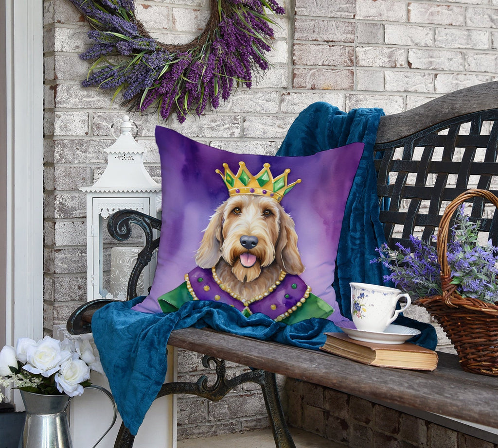 Otterhound King of Mardi Gras Decorative Throw Pillow 18x18 Indoor Outdoor Accent Cushion, Fabric Cover with Insert for Sofa, Bed, Porch & Living Room