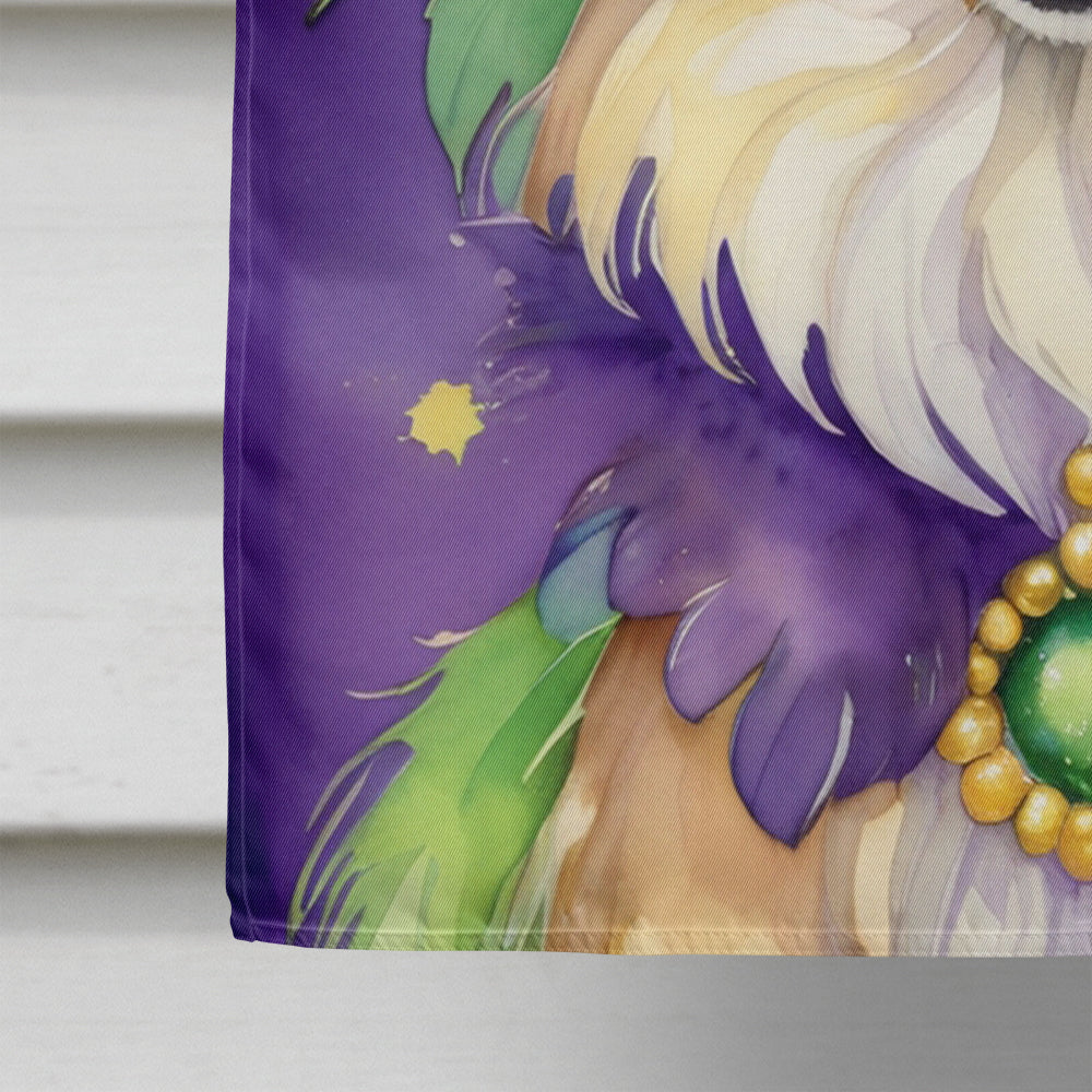 Papillon King of Mardi Gras House Flag 28x40 Porch Sleeve Pole Decorative Outside Yard Banner Artwork Wall Hanging, Polyester