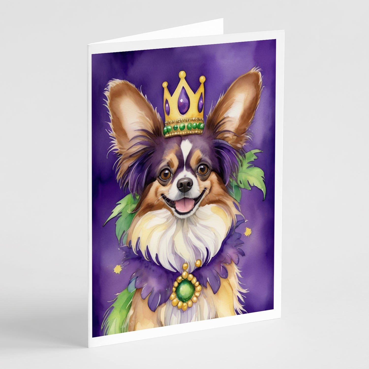 Papillon King of Mardi Gras Greeting Cards Pack of 8 Blank Cards with Envelopes Whimsical A7 Size 5x7