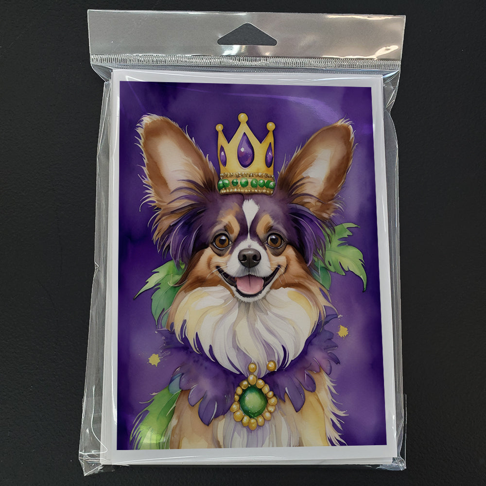 Papillon King of Mardi Gras Greeting Cards Pack of 8 Blank Cards with Envelopes Whimsical A7 Size 5x7