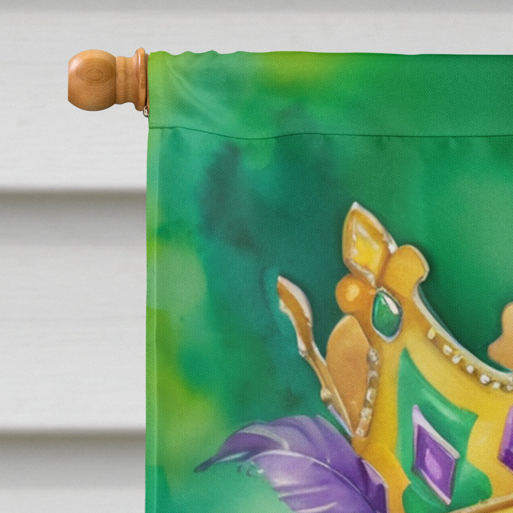 Pekingese King of Mardi Gras House Flag 28x40 Porch Sleeve Pole Decorative Outside Yard Banner Artwork Wall Hanging, Polyester