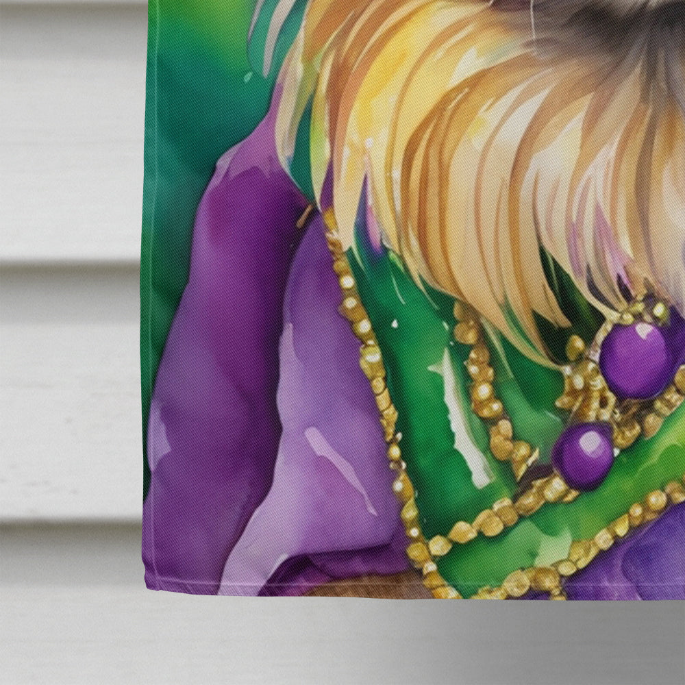 Pekingese King of Mardi Gras House Flag 28x40 Porch Sleeve Pole Decorative Outside Yard Banner Artwork Wall Hanging, Polyester