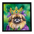 Pekingese King of Mardi Gras Framed Metal Print Bathroom, Kitchen, Office, Home Decor Wall Art Ready to Hang, Square, 8X8