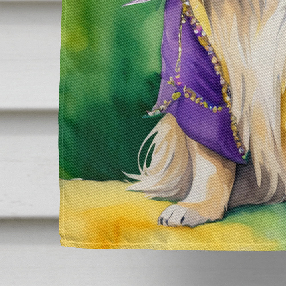Pekingese King of Mardi Gras House Flag 28x40 Porch Sleeve Pole Decorative Outside Yard Banner Artwork Wall Hanging, Polyester