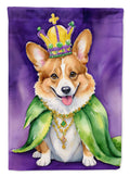 Corgi King of Mardi Gras House Flag 28x40 Porch Sleeve Pole Decorative Outside Yard Banner Artwork Wall Hanging, Polyester