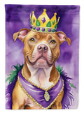 Pit Bull Terrier King of Mardi Gras House Flag 28x40 Porch Sleeve Pole Decorative Outside Yard Banner Artwork Wall Hanging, Polyester