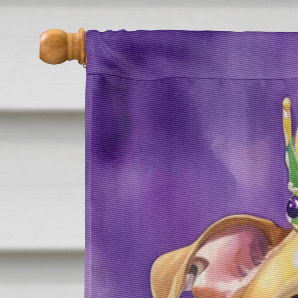 Pit Bull Terrier King of Mardi Gras House Flag 28x40 Porch Sleeve Pole Decorative Outside Yard Banner Artwork Wall Hanging, Polyester