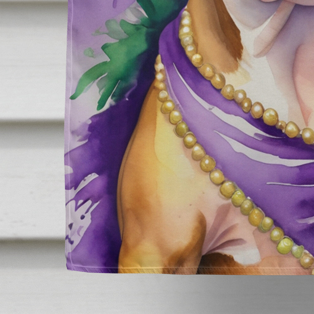 Pit Bull Terrier King of Mardi Gras House Flag 28x40 Porch Sleeve Pole Decorative Outside Yard Banner Artwork Wall Hanging, Polyester
