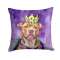 Pit Bull Terrier King of Mardi Gras Decorative Throw Pillow 14x14 Indoor Outdoor Accent Cushion, Fabric Cover with Insert for Sofa, Bed, Porch & Living Room