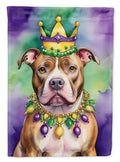Pit Bull Terrier King of Mardi Gras House Flag 28x40 Porch Sleeve Pole Decorative Outside Yard Banner Artwork Wall Hanging, Polyester
