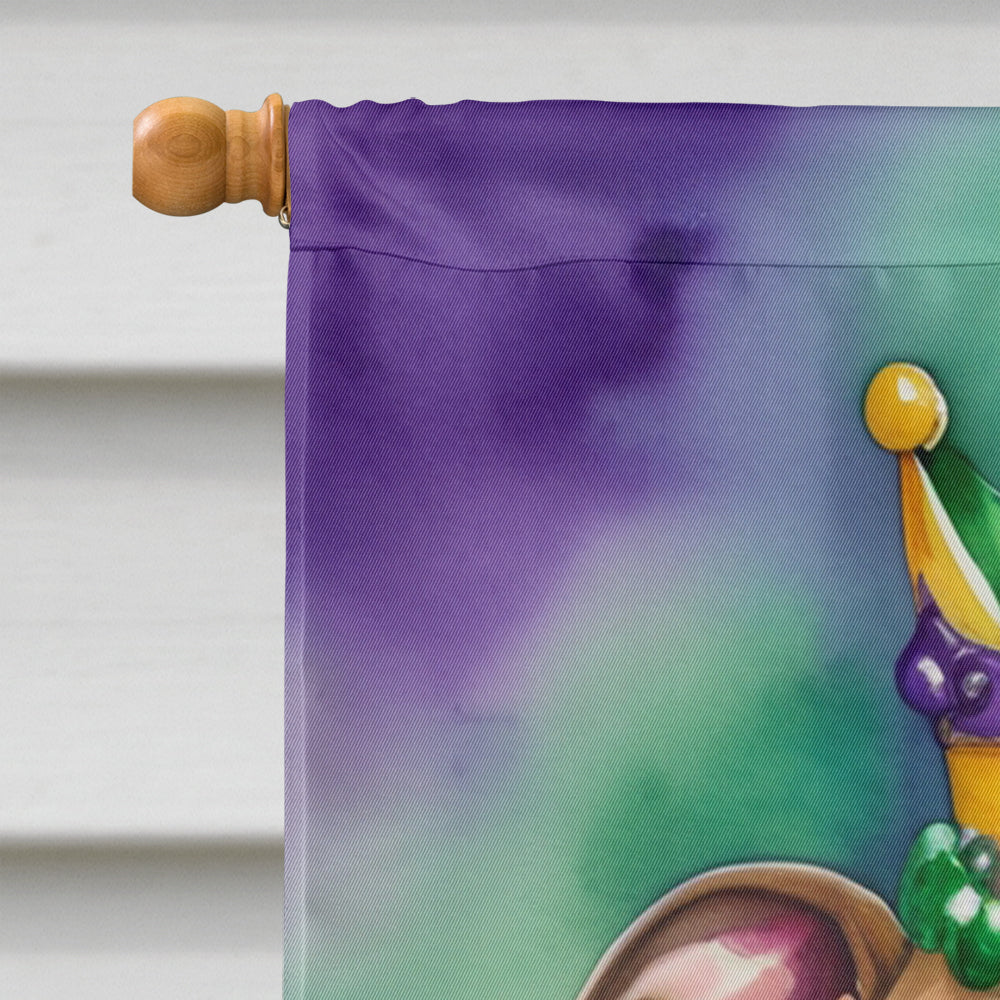 Pit Bull Terrier King of Mardi Gras House Flag 28x40 Porch Sleeve Pole Decorative Outside Yard Banner Artwork Wall Hanging, Polyester