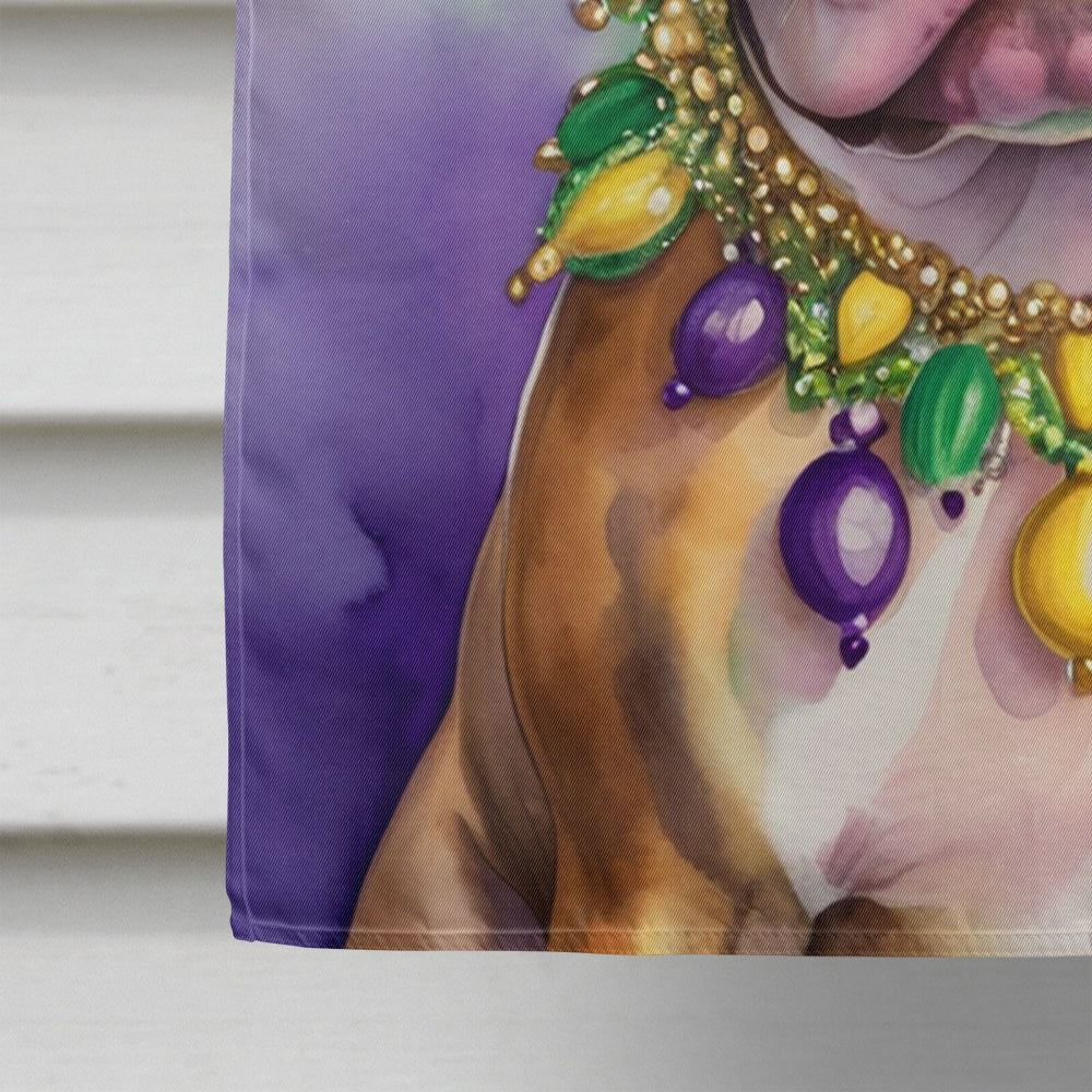 Pit Bull Terrier King of Mardi Gras House Flag 28x40 Porch Sleeve Pole Decorative Outside Yard Banner Artwork Wall Hanging, Polyester