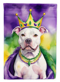 Pit Bull Terrier King of Mardi Gras House Flag 28x40 Porch Sleeve Pole Decorative Outside Yard Banner Artwork Wall Hanging, Polyester