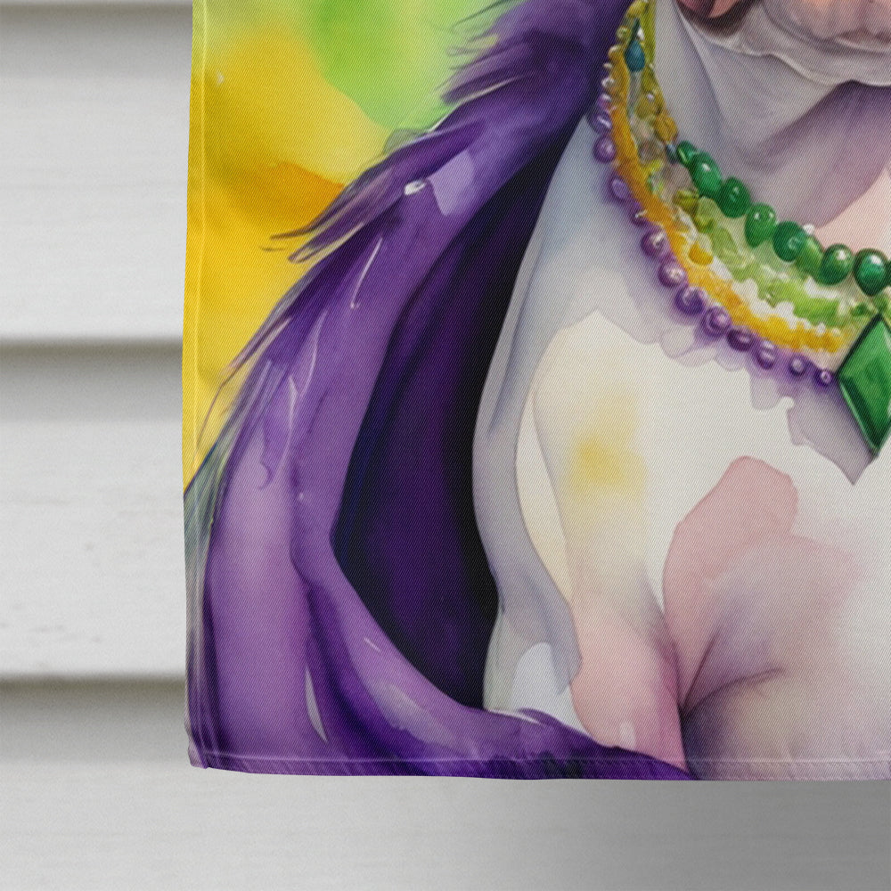 Pit Bull Terrier King of Mardi Gras House Flag 28x40 Porch Sleeve Pole Decorative Outside Yard Banner Artwork Wall Hanging, Polyester