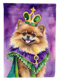 Pomeranian King of Mardi Gras House Flag 28x40 Porch Sleeve Pole Decorative Outside Yard Banner Artwork Wall Hanging, Polyester