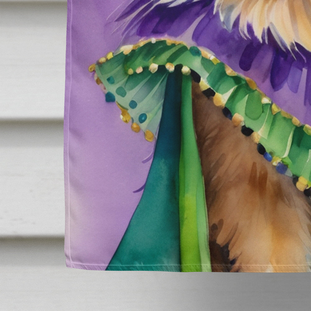 Pomeranian King of Mardi Gras House Flag 28x40 Porch Sleeve Pole Decorative Outside Yard Banner Artwork Wall Hanging, Polyester