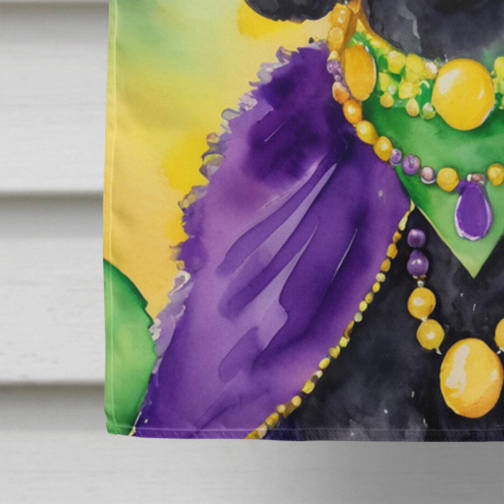 Black Poodle King of Mardi Gras House Flag 28x40 Porch Sleeve Pole Decorative Outside Yard Banner Artwork Wall Hanging, Polyester