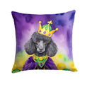 Black Poodle King of Mardi Gras Decorative Throw Pillow 18x18 Indoor Outdoor Accent Cushion, Fabric Cover with Insert for Sofa, Bed, Porch & Living Room