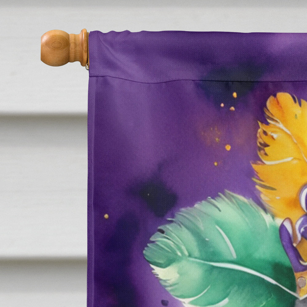 Black Poodle King of Mardi Gras House Flag 28x40 Porch Sleeve Pole Decorative Outside Yard Banner Artwork Wall Hanging, Polyester