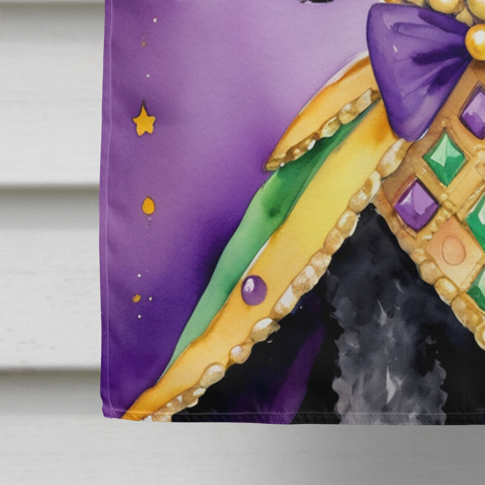 Black Poodle King of Mardi Gras House Flag 28x40 Porch Sleeve Pole Decorative Outside Yard Banner Artwork Wall Hanging, Polyester