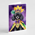Black Poodle King of Mardi Gras Greeting Cards Pack of 8 Blank Cards with Envelopes Whimsical A7 Size 5x7