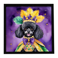 Black Poodle King of Mardi Gras Framed Metal Print Bathroom, Kitchen, Office, Home Decor Wall Art Ready to Hang, Square, 8X8