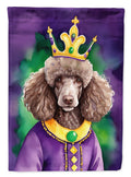 Chocolate Poodle King of Mardi Gras House Flag 28x40 Porch Sleeve Pole Decorative Outside Yard Banner Artwork Wall Hanging, Polyester