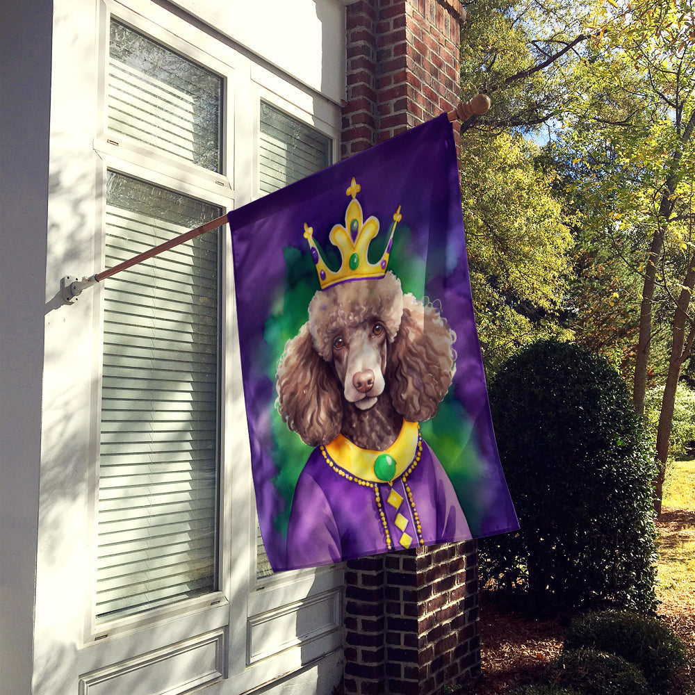 Chocolate Poodle King of Mardi Gras House Flag 28x40 Porch Sleeve Pole Decorative Outside Yard Banner Artwork Wall Hanging, Polyester