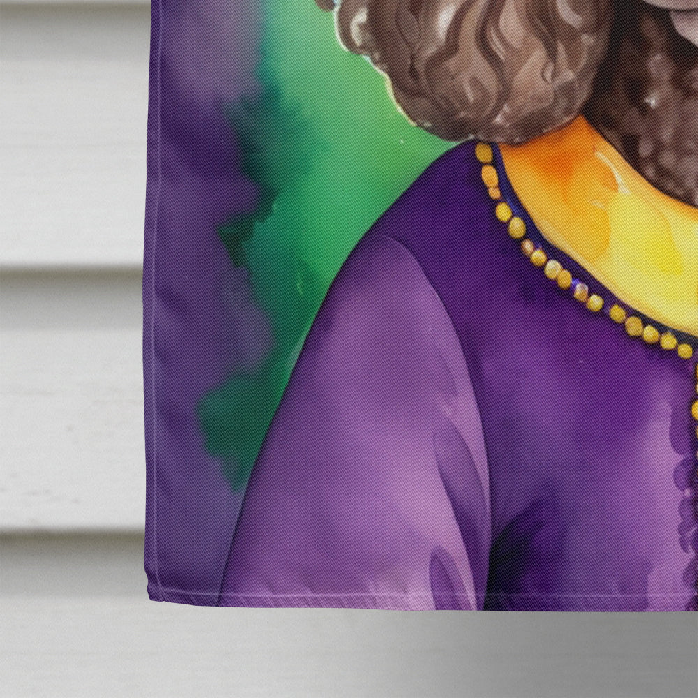 Chocolate Poodle King of Mardi Gras House Flag 28x40 Porch Sleeve Pole Decorative Outside Yard Banner Artwork Wall Hanging, Polyester