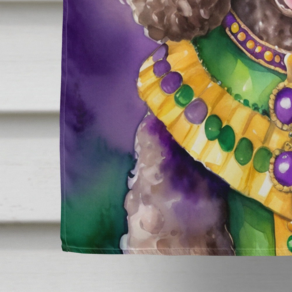 Chocolate Poodle King of Mardi Gras House Flag 28x40 Porch Sleeve Pole Decorative Outside Yard Banner Artwork Wall Hanging, Polyester