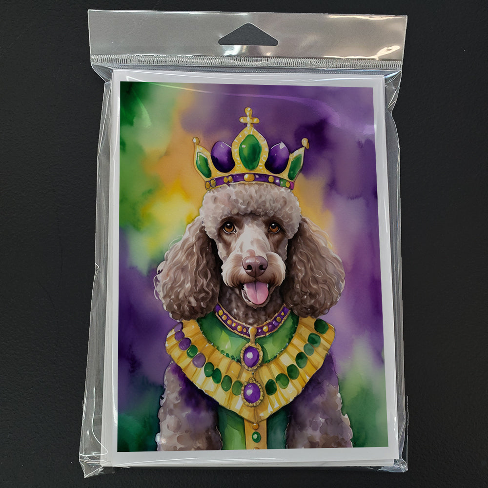 Chocolate Poodle King of Mardi Gras Greeting Cards Pack of 8 Blank Cards with Envelopes Whimsical A7 Size 5x7