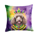 Chocolate Poodle King of Mardi Gras Decorative Throw Pillow 14x14 Indoor Outdoor Accent Cushion, Fabric Cover with Insert for Sofa, Bed, Porch & Living Room