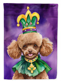 Poodle King of Mardi Gras House Flag 28x40 Porch Sleeve Pole Decorative Outside Yard Banner Artwork Wall Hanging, Polyester