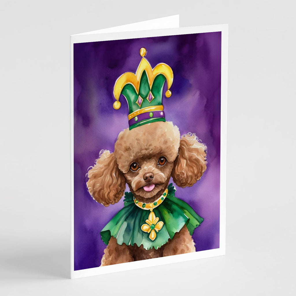 Poodle King of Mardi Gras Greeting Cards Pack of 8 Blank Cards with Envelopes Whimsical A7 Size 5x7