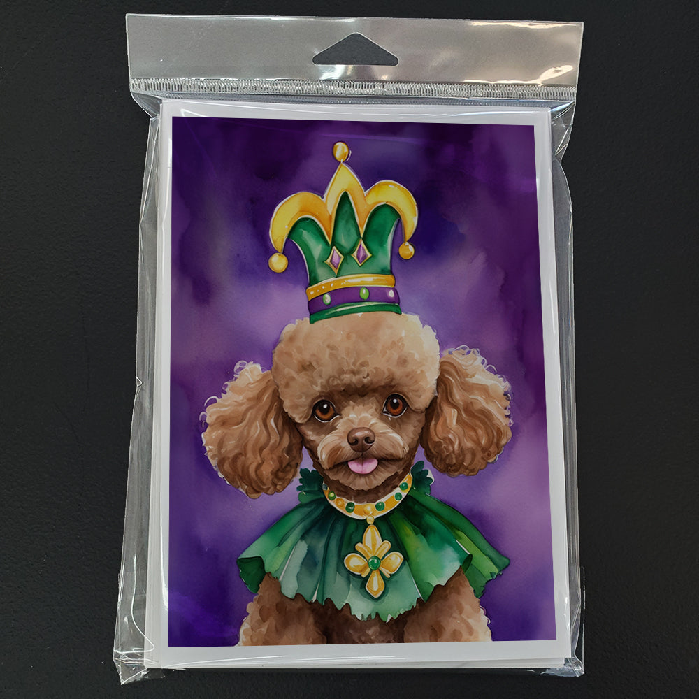 Poodle King of Mardi Gras Greeting Cards Pack of 8 Blank Cards with Envelopes Whimsical A7 Size 5x7