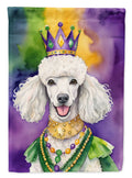 White Poodle King of Mardi Gras House Flag 28x40 Porch Sleeve Pole Decorative Outside Yard Banner Artwork Wall Hanging, Polyester