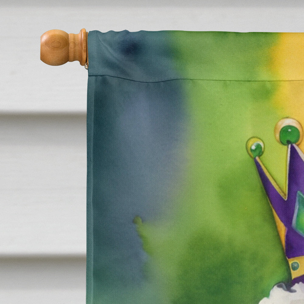 White Poodle King of Mardi Gras House Flag 28x40 Porch Sleeve Pole Decorative Outside Yard Banner Artwork Wall Hanging, Polyester