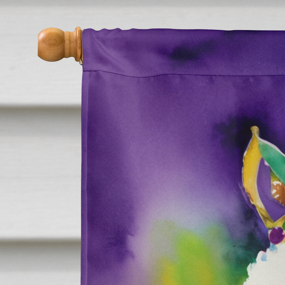 White Poodle King of Mardi Gras House Flag 28x40 Porch Sleeve Pole Decorative Outside Yard Banner Artwork Wall Hanging, Polyester