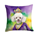 White Poodle King of Mardi Gras Decorative Throw Pillow 18x18 Indoor Outdoor Accent Cushion, Fabric Cover with Insert for Sofa, Bed, Porch & Living Room