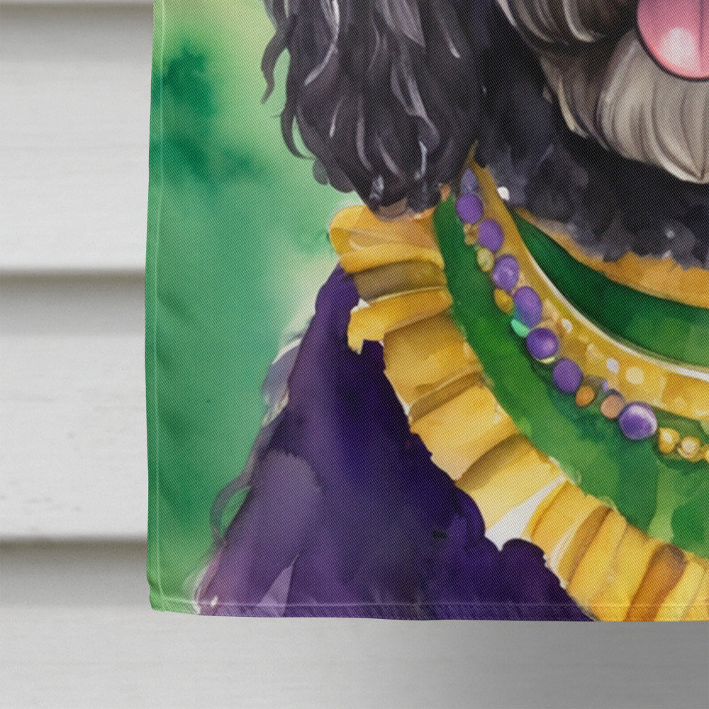 Portuguese Water Dog King of Mardi Gras House Flag 28x40 Porch Sleeve Pole Decorative Outside Yard Banner Artwork Wall Hanging, Polyester